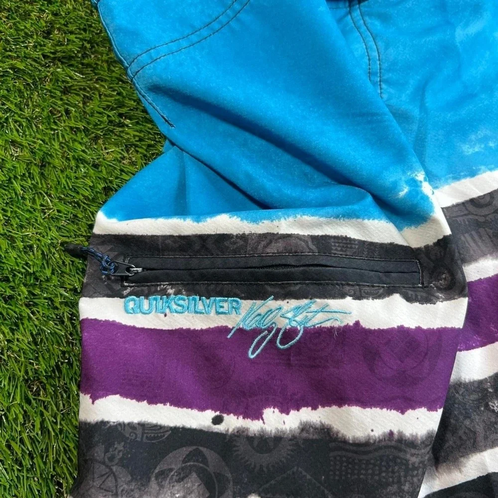 VTG Y2K Quiksilver Kelly Slater Board Shorts 34 Blue Surf Swim Beach Men - Picture 3 of 6